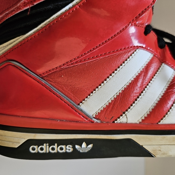 Adidas og red and white leather men high top sneakers shoes size 12 US - Picture 7 of 9